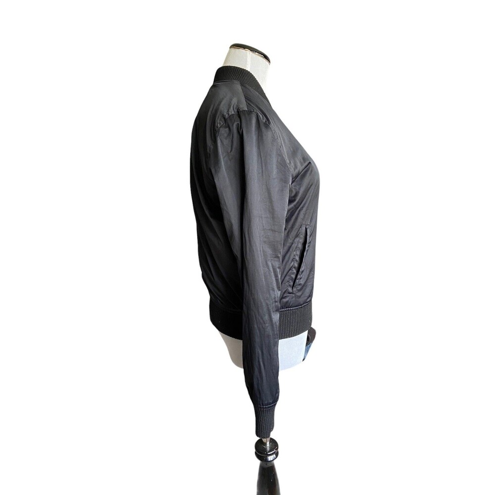 American Eagle‎ Bomber Jacket Womens Size S Black Zip Up Lightweight Streetwear - Picture 2 of 11